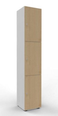 Schließfachschrank 215,6 cm hoch mit 3 Fächern Weiss Ahorn