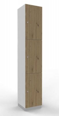 Schießfachschrank 3 Fächer 220 cm hoch Metallsockel Weiss Asteiche