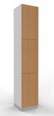 Schießfachschrank 3 Fächer 220 cm hoch Metallsockel Weiss Buche