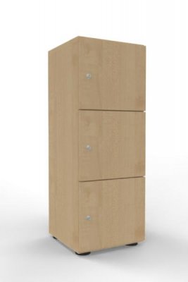 Schließfachschrank 110 cm hoch 3 Fächer Ahorn