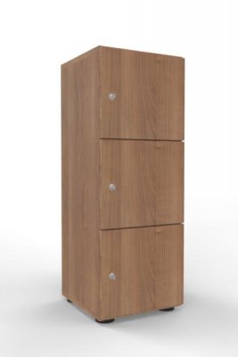 Schließfachschrank 110 cm hoch 3 Fächer Nussbaum