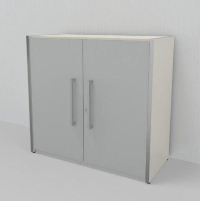 Schrank KM 2 Ordnerhöhen Weiss-Lichtgrau