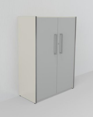 Schrank KM 3 Ordnerhöhen Weiss-Lichtgrau