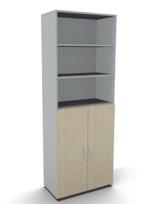 Schrank Mega 6 OH 80 cm breit Türen 3 OH Lichtgrau Ahorn