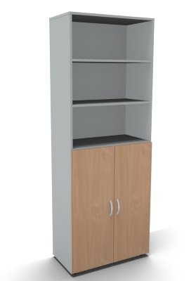 Schrank Mega 6 OH 80 cm breit Türen 3 OH Lichtgrau Buche