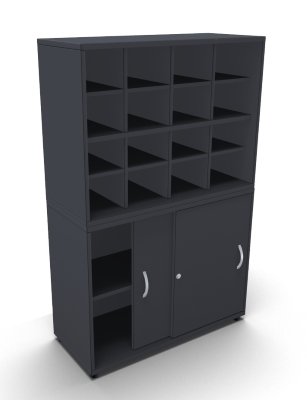 Fächerschrank TEN mit 16 Fächern onyxgrau