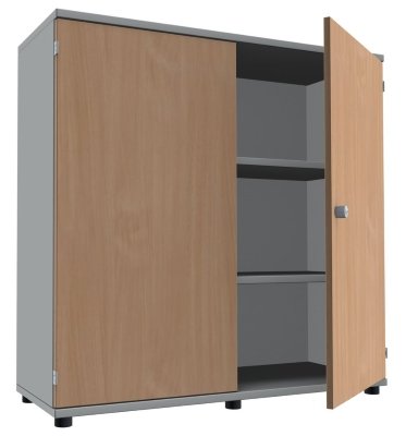 Aktenschrank TEN 3 Ordnerhöhen, 120 cm breit Lichtgrau/Buche