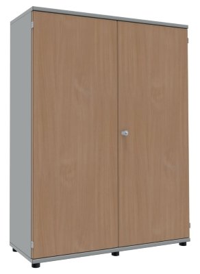 Aktenschrank TEN 4 Ordnerhöhen, 120 cm breit Lichtgrau/Buche