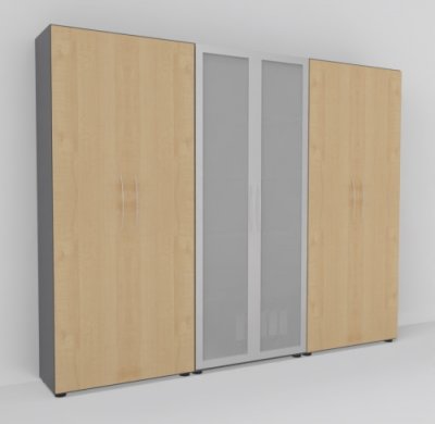Büro Schrankwand Basis K1 Grafit-Ahorn