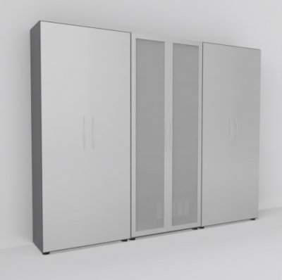 Büro Schrankwand Basis K1 Grafit-Silber