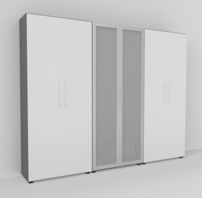 Büro Schrankwand Basis K1 Grafit-Weiss