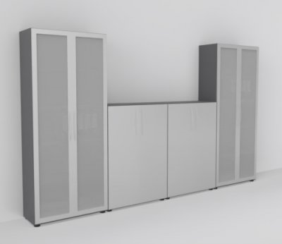 Schrankreihe Basis K3 Grafit-Silber