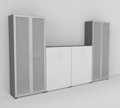 Schrankreihe Basis K3 Grafit-Weiss