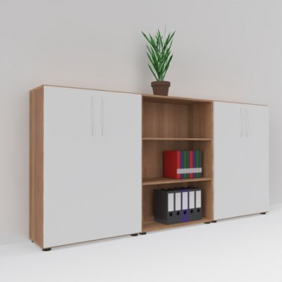 Schrankwand Basis K4 Nussbaum-Weiss