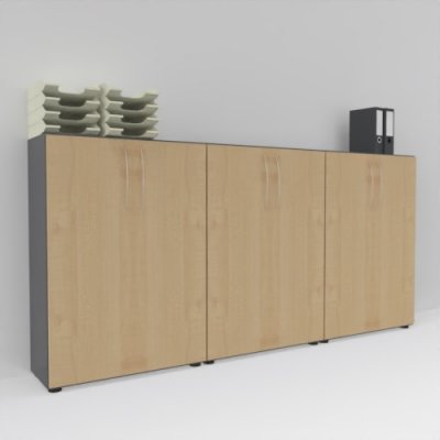 Büro Schrankwand Basis K5 Grafit-Ahorn