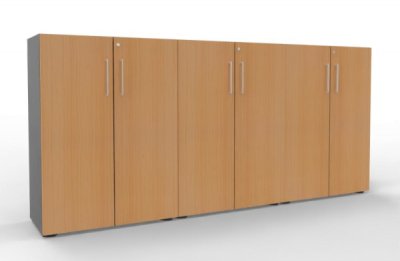 Büro-Schrankwand VH94 240 cm breit Grafit Buche