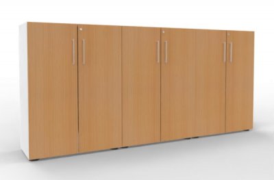 Büro-Schrankwand VH94 240 cm breit  Weiß-Buche