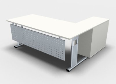 Schreibtisch Mega 180 cm mit Anstellschrank und Blende Weiss