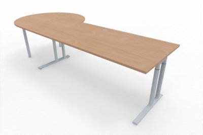 Schreibtisch 200 cm mit Beratertisch an der linken Seite Buche