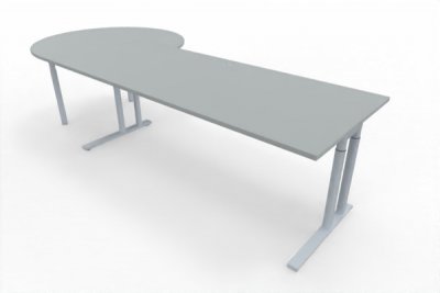Schreibtisch 200 cm mit Beratertisch an der linken Seite Lichtgrau