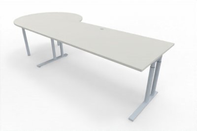 Schreibtisch 200 cm mit Beratertisch an der linken Seite Weiß