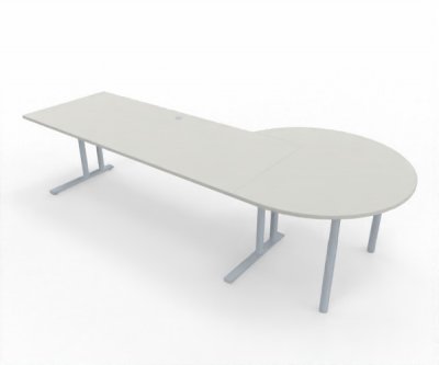 Schreibtisch 200 cm mit Beratertisch rechts Weiß