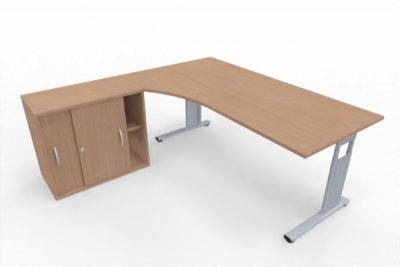 PC-Schreibtisch 180 cm breit mit Anstellschrank an der linken Seite Dekor Buche