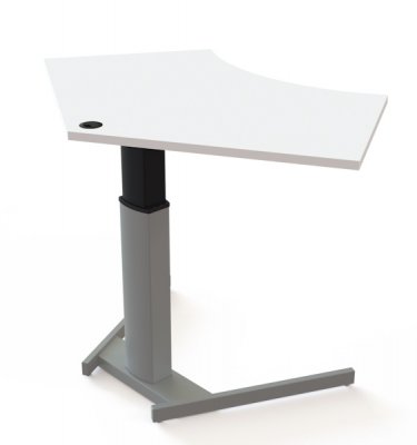 Schreibtisch CST Trapezform elektrisch höhenverstellbar Tischplatte Weiß