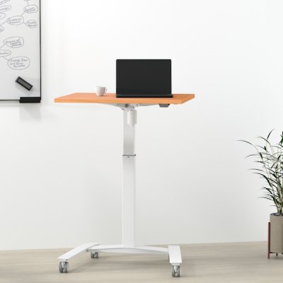Steh-Sitz-Tisch CSW 100x60 cm elektrisch höhenverstellbar Buche mit Rollen