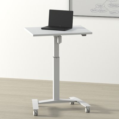 Steh-Sitz-Tisch CSW 100x60 cm elektrisch höhenverstellbar Weiß mit Rollen
