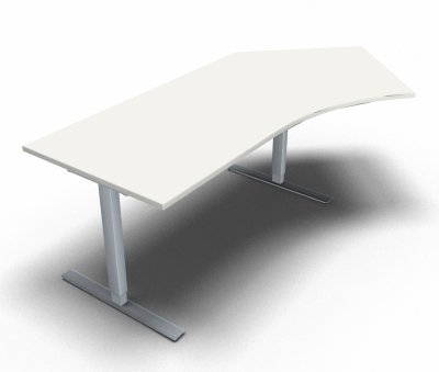 Schreibtisch 135 Grad rechts elektrisch höhenverstellbar Weiss