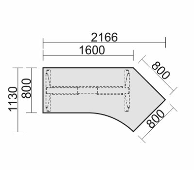 Schreibtisch 135 Grad rechte Seite GE14