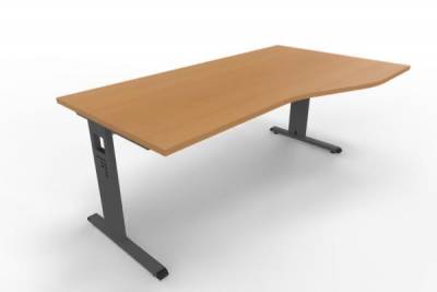 Schreibtisch Offenbach Freiform 180 cm Gestell Grafit Tischplatte Buche