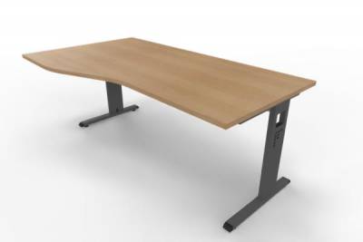 Schreibtisch Offenbach Freiform 180 cm Gestell Grafit Tischplatte Eiche
