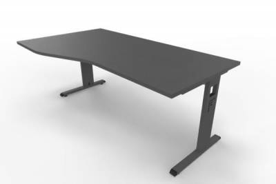 Schreibtisch Offenbach Freiform 180 cm Gestell Grafit Tischplatte Grafit
