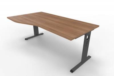 Schreibtisch Offenbach Freiform 180 cm Gestell Grafit Tischplatte Nussbaum