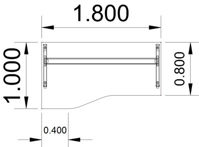 Schreibtisch Offenbach Freiform 180 cm Tischplatte