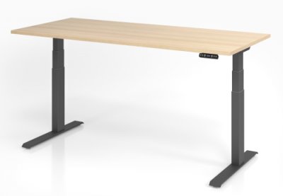 Schreibtisch HDK 180 cm elektrisch höhenverstellbar grafit eiche