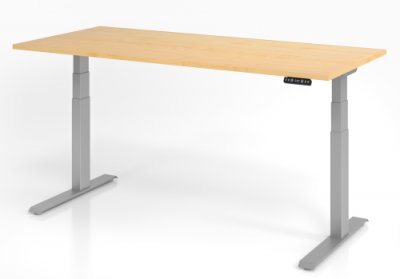 Schreibtisch HDK 180 cm elektrisch höhenverstellbar silber ahorn