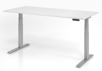 Schreibtisch HDK 180 cm elektrisch höhenverstellbar silber weiss