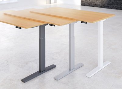 elektrisch höhenverstellbarer Schreibtisch HMK 160x80 cm Übersicht Gestellfarben Weiß Grafit Silber