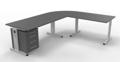 Schreibtisch-Kombination O216 Grafit Silber