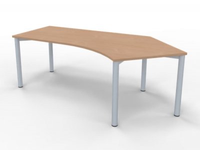 Schreibtisch 135 Grad rechte Seite silber  Buche