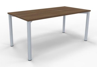 Schreibtisch 160 cm Gestell silber Nussbaum