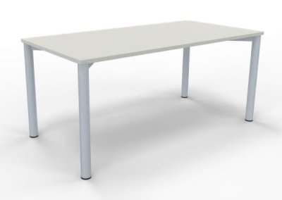Schreibtisch 160 cm Gestell silber Weiss