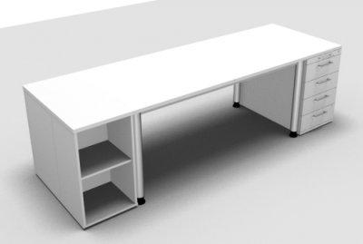 Schreibtisch mit Anstellcontainern weiss