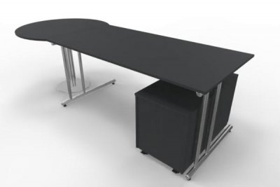 Schreibtisch Artline mit Beratertisch und Rollcontainer Anthrazit