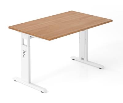 Schreibtisch Offenbach 120 cm Weiss Nussbaum