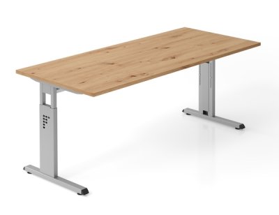 Schreibtisch Offenbach 180 cm Silber Asteiche