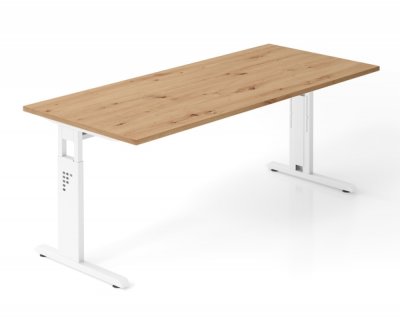 Schreibtisch Offenbach 180 cm Weiss Asteiche